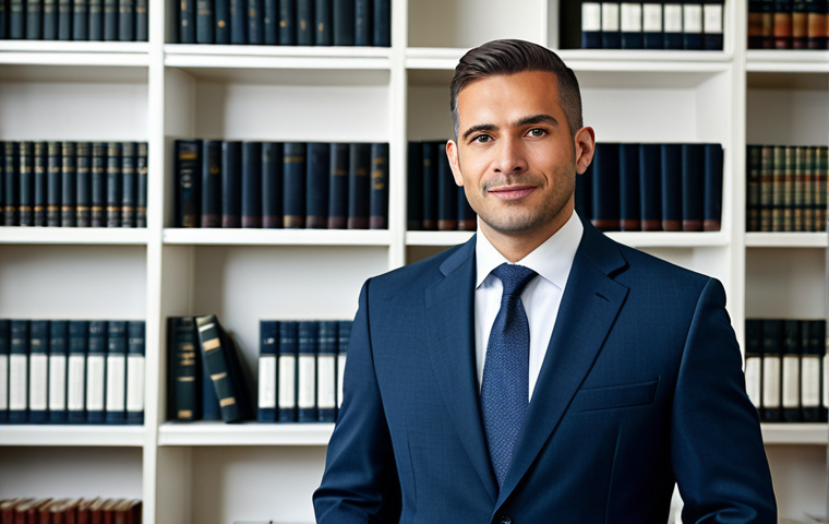 Business Professional**

"A professional lawyer in a modest tailored suit, standing confidently in a modern law office with bookshelves in the background, fully clothed, appropriate attire, safe for work, perfect anatomy, natural proportions, professional photography, high quality, well-formed hands, proper finger count, professional."

**