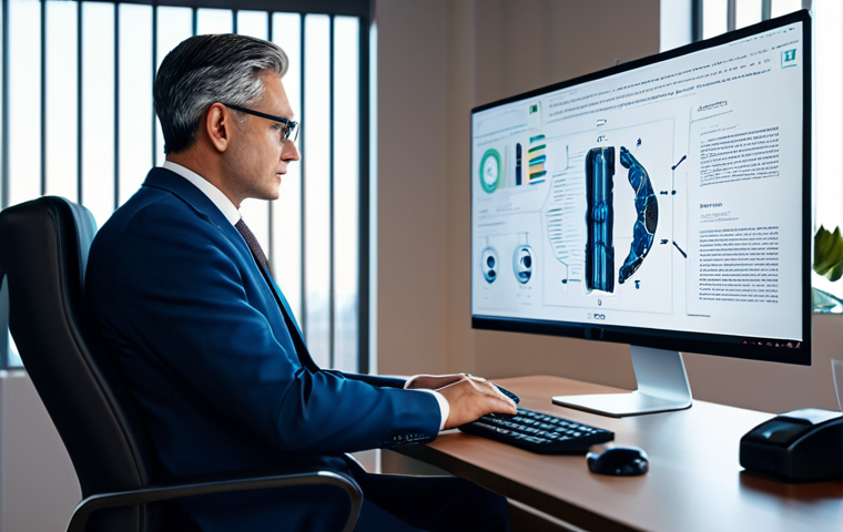 변리사와 미래 유망 기술 - AI & Law**
"A professional lawyer in a modern office, reviewing AI-generated patent applications on...