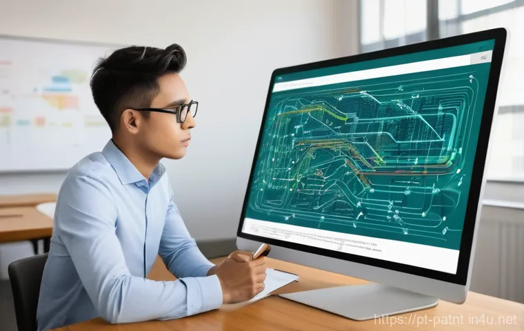 변리사 시험 관련 앱 추천 - **Prompt**: A focused university student, in their early 20s, with a determined yet calm expression,...