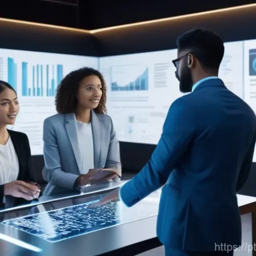 Home 1 변리사로서의 리더십 개발 - **Prompt: "A futuristic patent law office scene where a diverse group of legal professionals, includ...