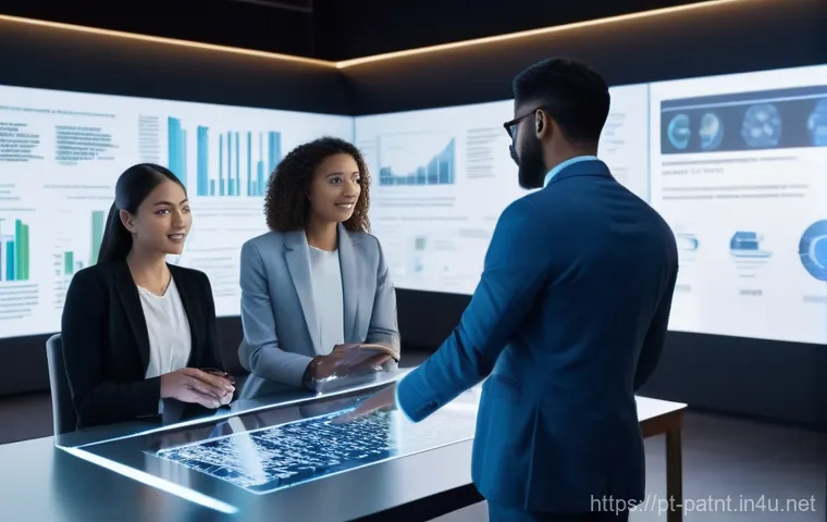 변리사로서의 리더십 개발 - **Prompt: "A futuristic patent law office scene where a diverse group of legal professionals, includ...