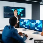 Home 20 변리사 취업 가능성 - A professional intellectual property specialist in a modern office environment, collaborating with a...