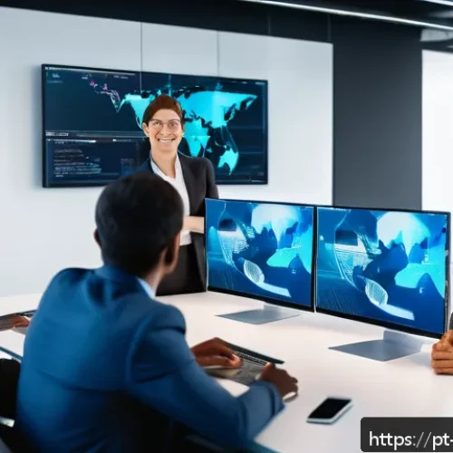 Home 32 변리사 취업 가능성 - A professional intellectual property specialist in a modern office environment, collaborating with a...