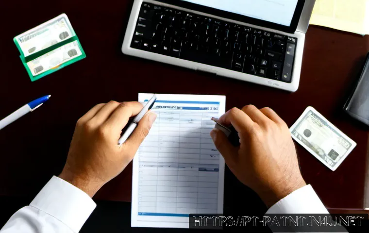 Home 17 변리사 시험 응시료 - Photorealistic overhead view of a Brazilian patent attorney exam applicant at a clean home office de...